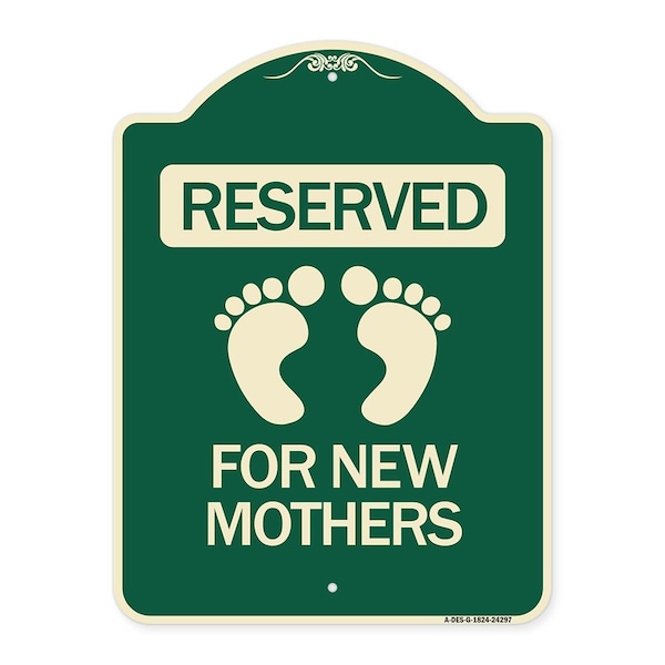 Blue Reserved Parking for New Mothers Heavy-Gauge Aluminum Sign, 24" x 18", G-1824-24297